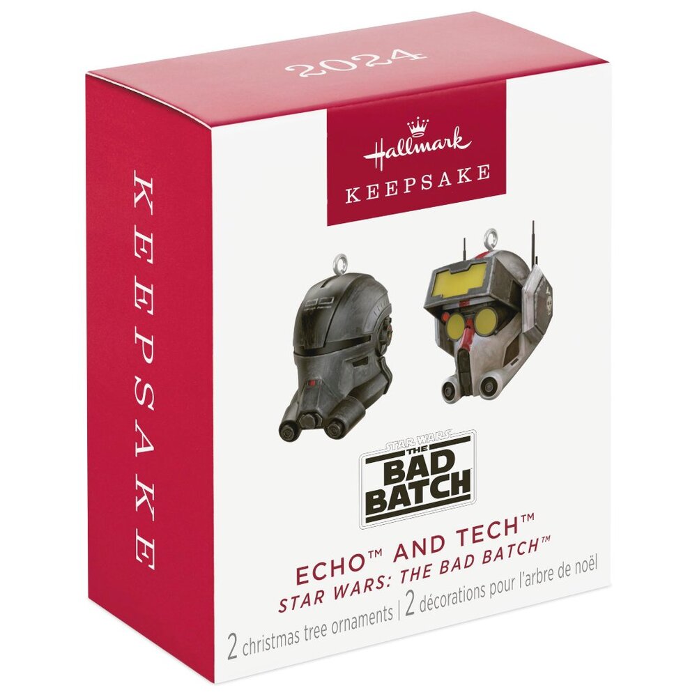 New! Star Wars The Bad Batch Hallmark Keepsake Ornaments Echo & Tech Helmets